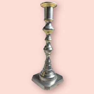 Vintage Venus Solid Brass Candle Holder Silver Farmhouse Decor 9" Moody Dark